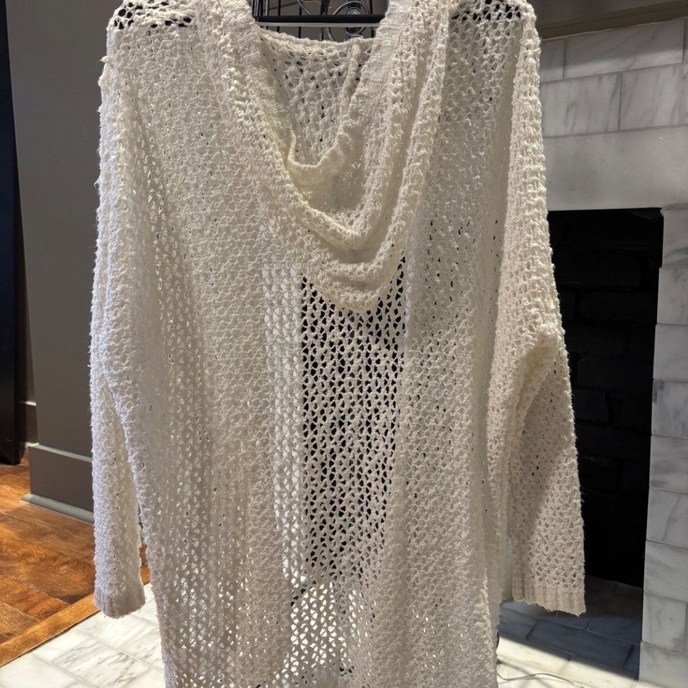 Melissa & Marley Open Knit Cardigan | White Lightweight Layering Sweater | Size - Picture 4 of 4